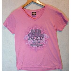 Harley Davidson T-shirt Double Graphic Dragon Tennessee Women's Size Medium Pink